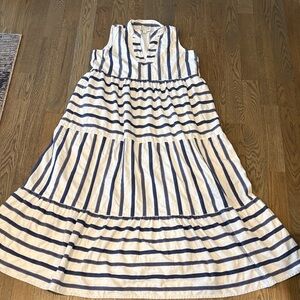 Sail to Sable 100% cotton Navy and White Striped Dress, SZ XL